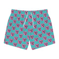 Swim Trunks — Retro Pink Pig Pattern All-Over Print