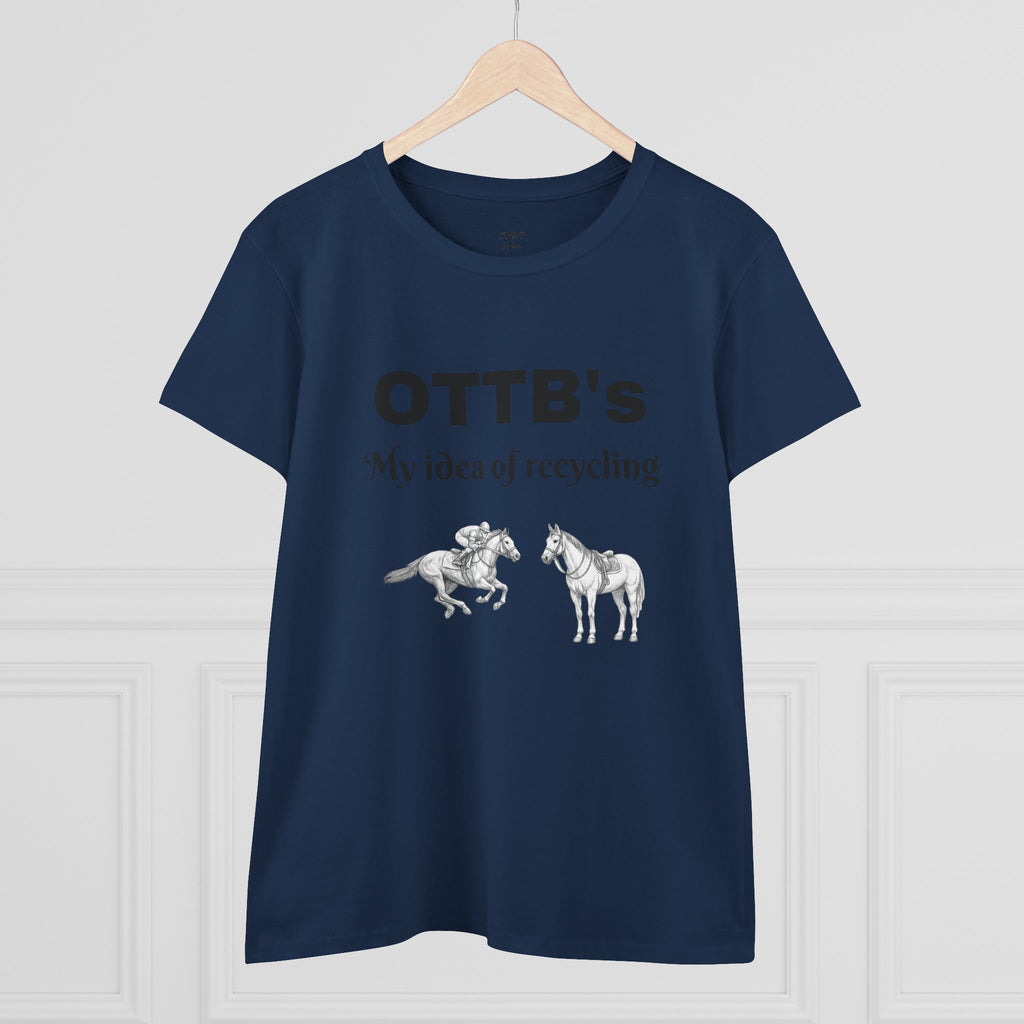 OTTB's Horse T-Shirt - "My idea of recycling" Funny Off-Track Thoroughbred Tee for Equestrians