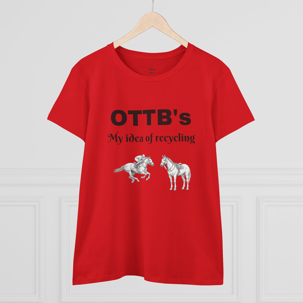OTTB's Horse T-Shirt - "My idea of recycling" Funny Off-Track Thoroughbred Tee for Equestrians