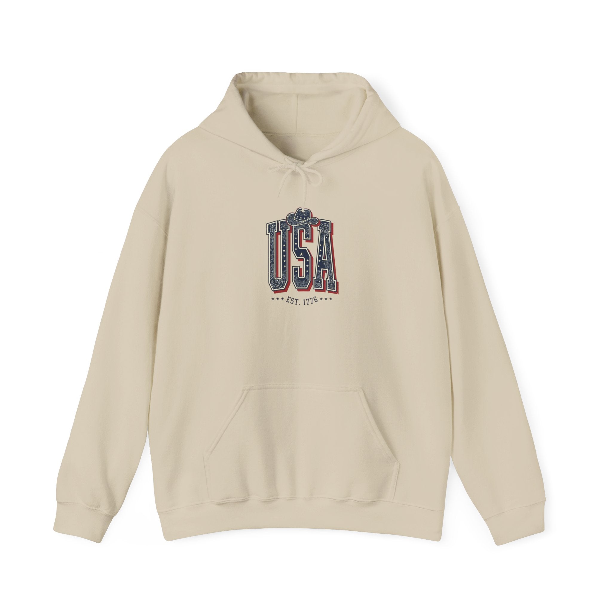 Vintage USA Typography Hoodie | 4th of July Patriotic Americana