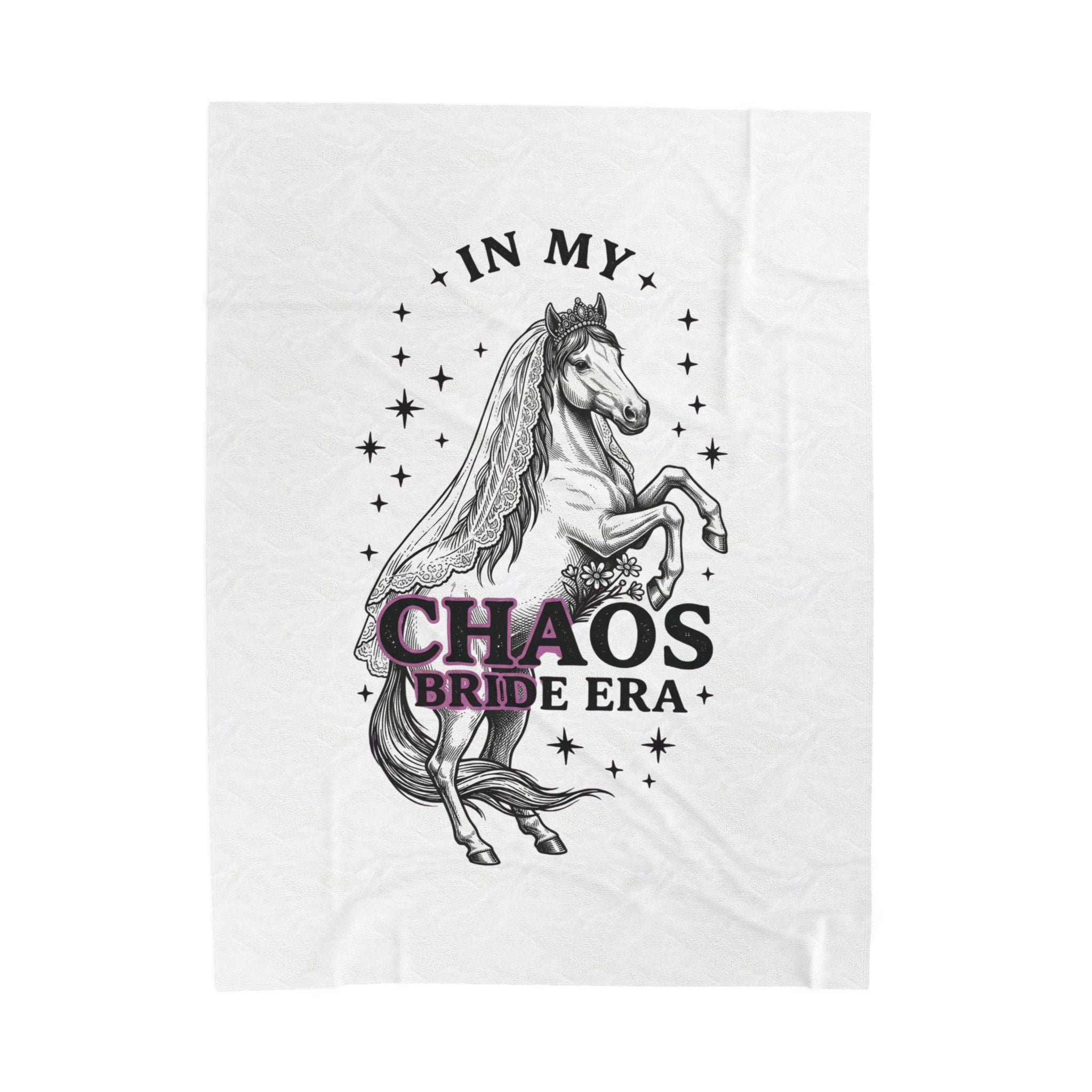 Velveteen Plush Blanket - "In My Chaos Bride Era" Horse Bridal Throw