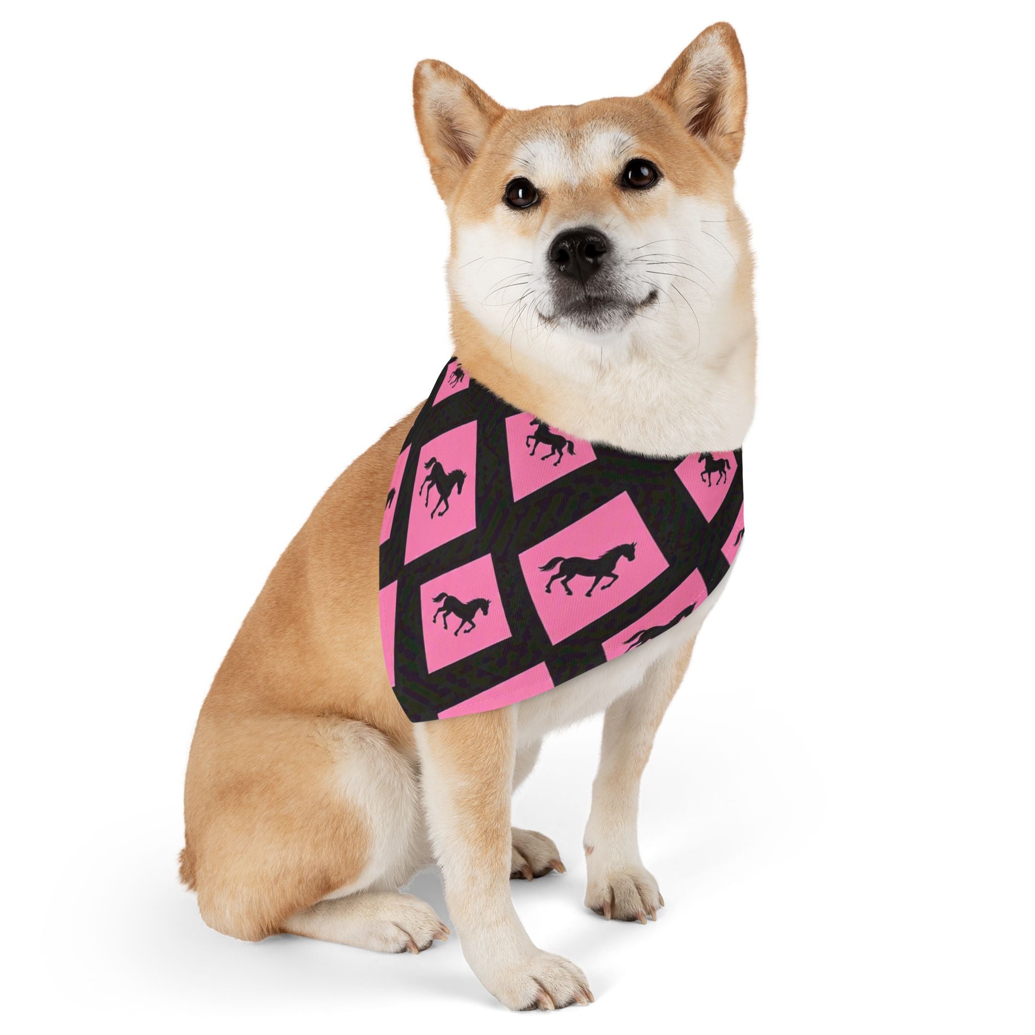 Pink Horse Diamond Pet Bandana Collar — Stylish Dog & Cat Accessory