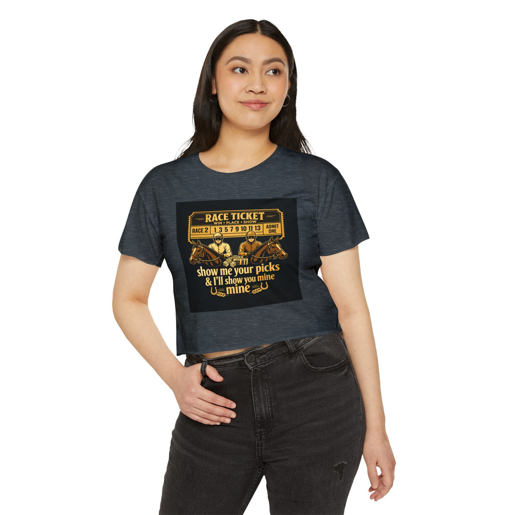 Race Ticket Crop Top — 'Show Me Your Picks & I'll Show You Mine' Horse Racing Tee