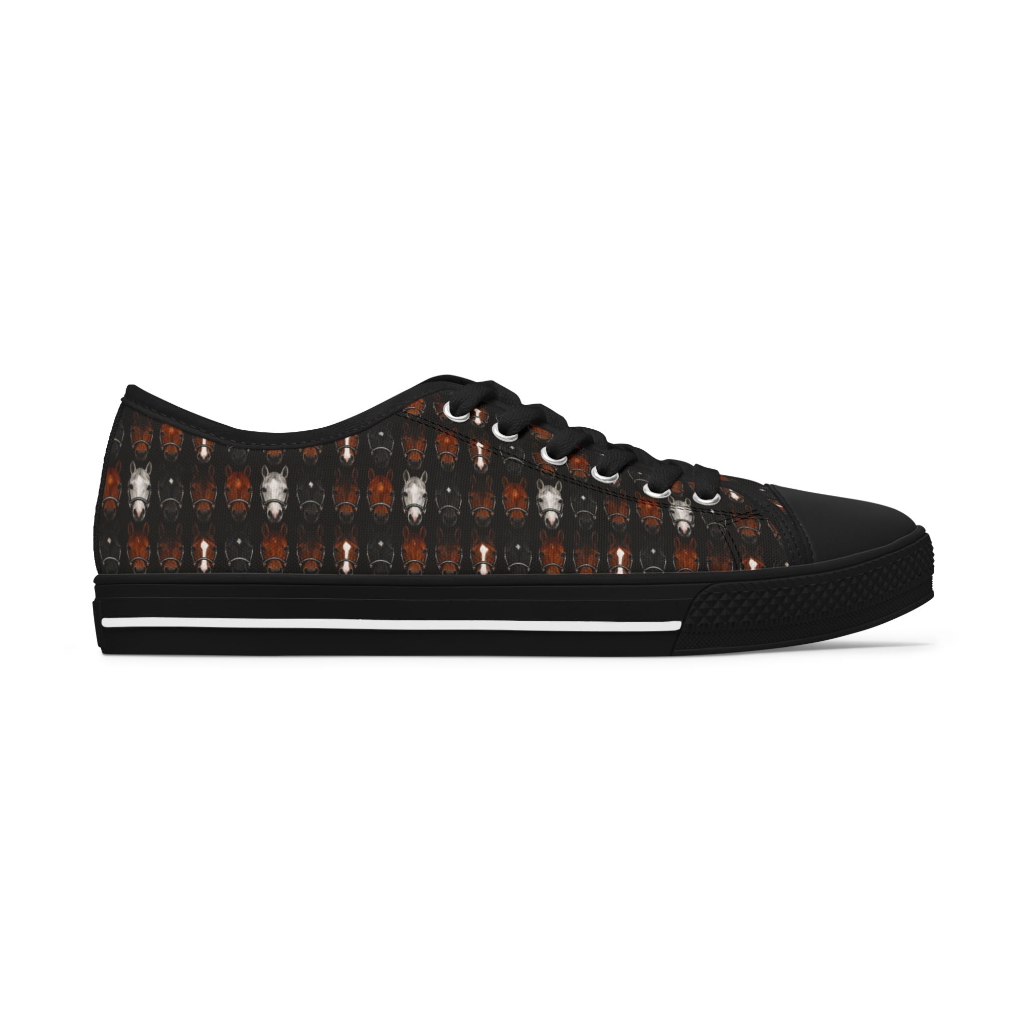 Womens Low Top Sneakers all over horse head print