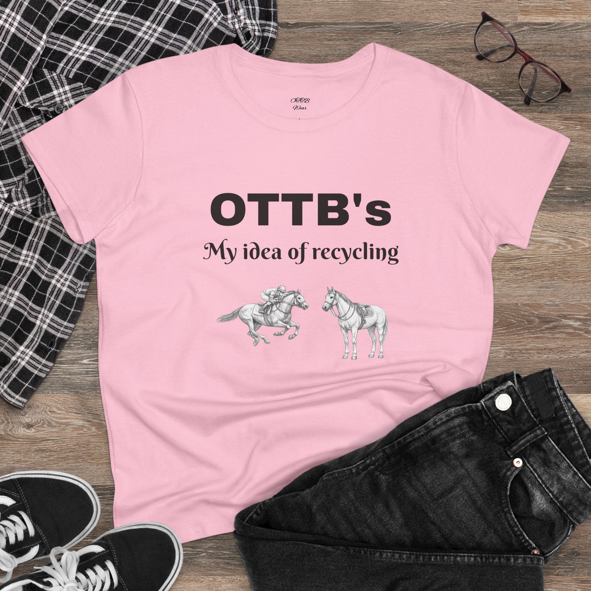 OTTB's Horse T-Shirt - "My idea of recycling" Funny Off-Track Thoroughbred Tee for Equestrians