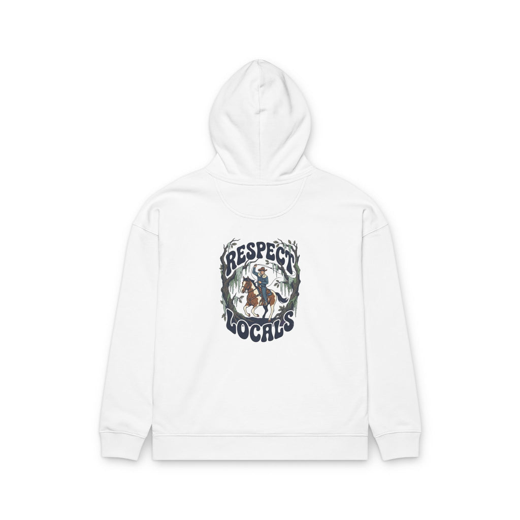 Respect Locals Hoodie — Eco Organic Relaxed Pullover with Western Graphic