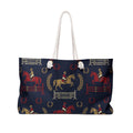 Equestrian Weekender Bag – Navy Horse Riding Pattern Travel Tote