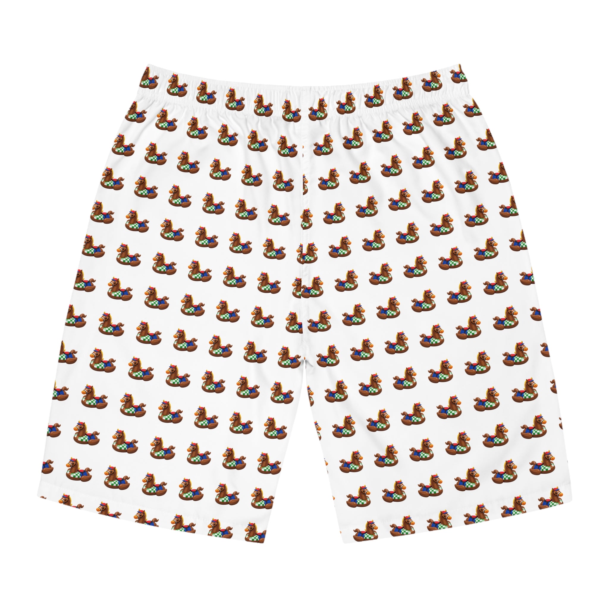 Duck Horse Pattern Men's Board Shorts — Cute Retro Rubber Horse Duck Swim Trunks