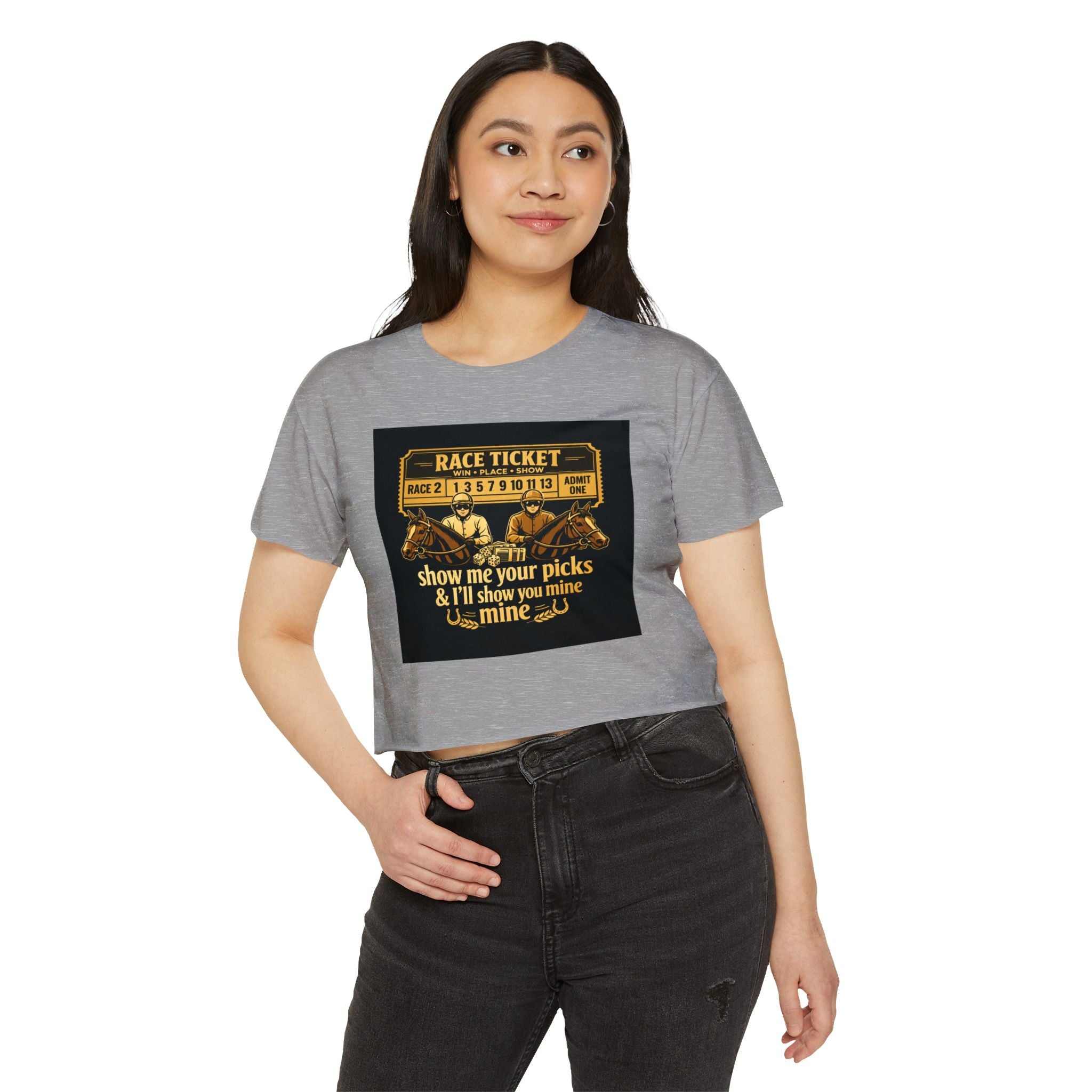 Race Ticket Crop Top — 'Show Me Your Picks & I'll Show You Mine' Horse Racing Tee