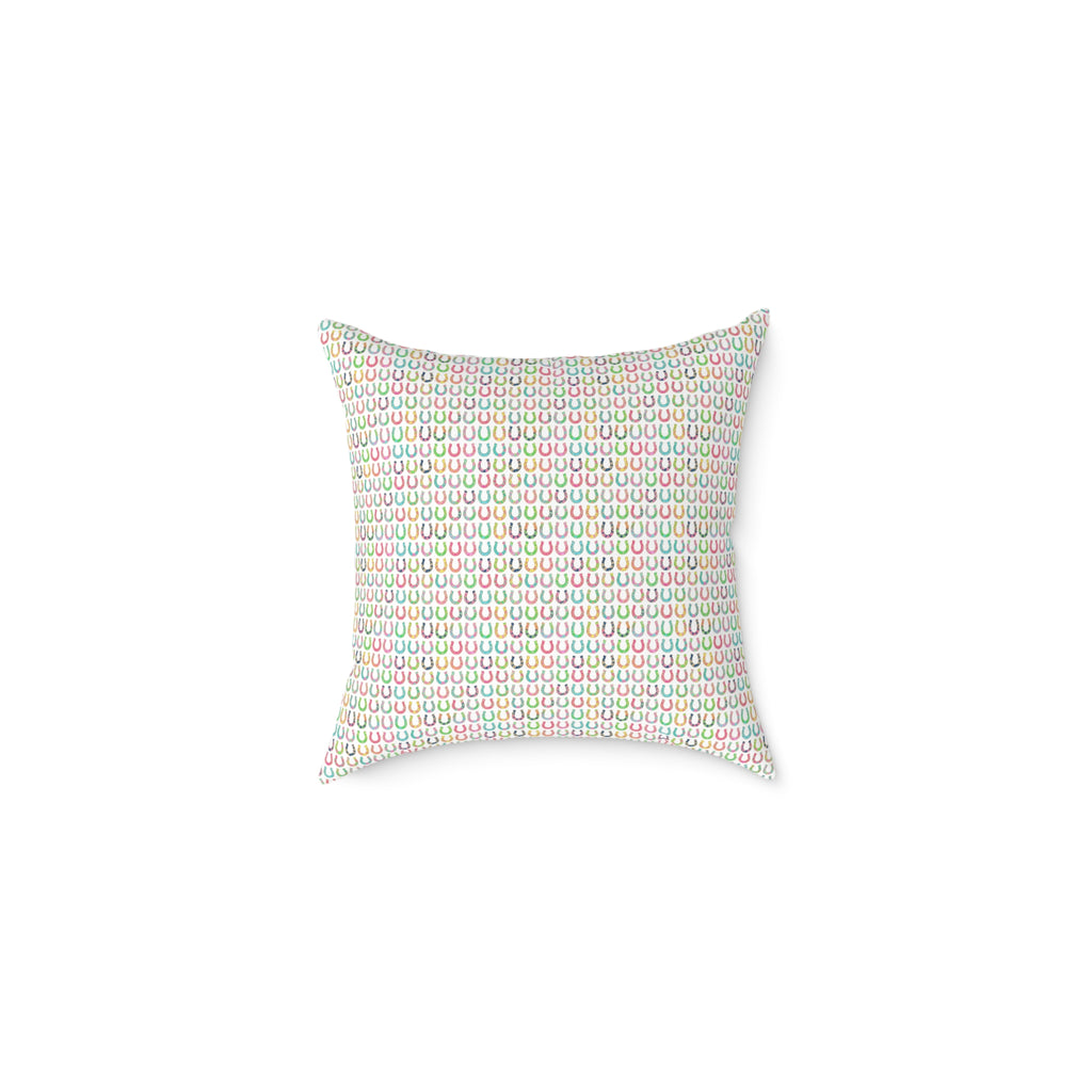 Square Poly Canvas Pillow — Pastel Rainbow Dainty Pattern Throw Pillow
