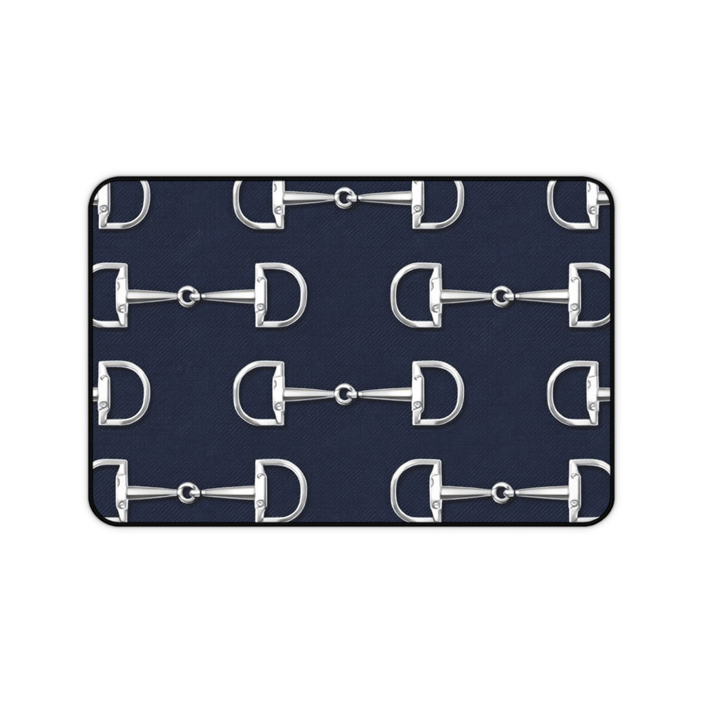 Equestrian Bit Pattern Desk Mat — Navy Horse Bit Mouse Pad