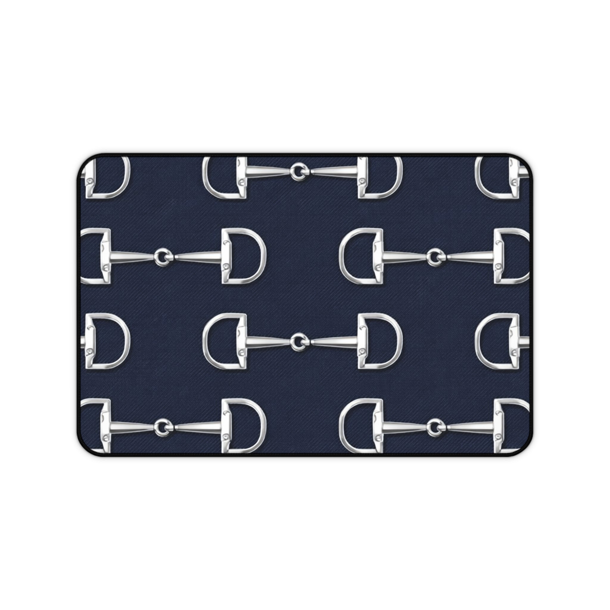 Equestrian Bit Pattern Desk Mat — Navy Horse Bit Mouse Pad