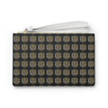 Horseshoe Crest Clutch Bag – Black & Gold Patterned Wristlet
