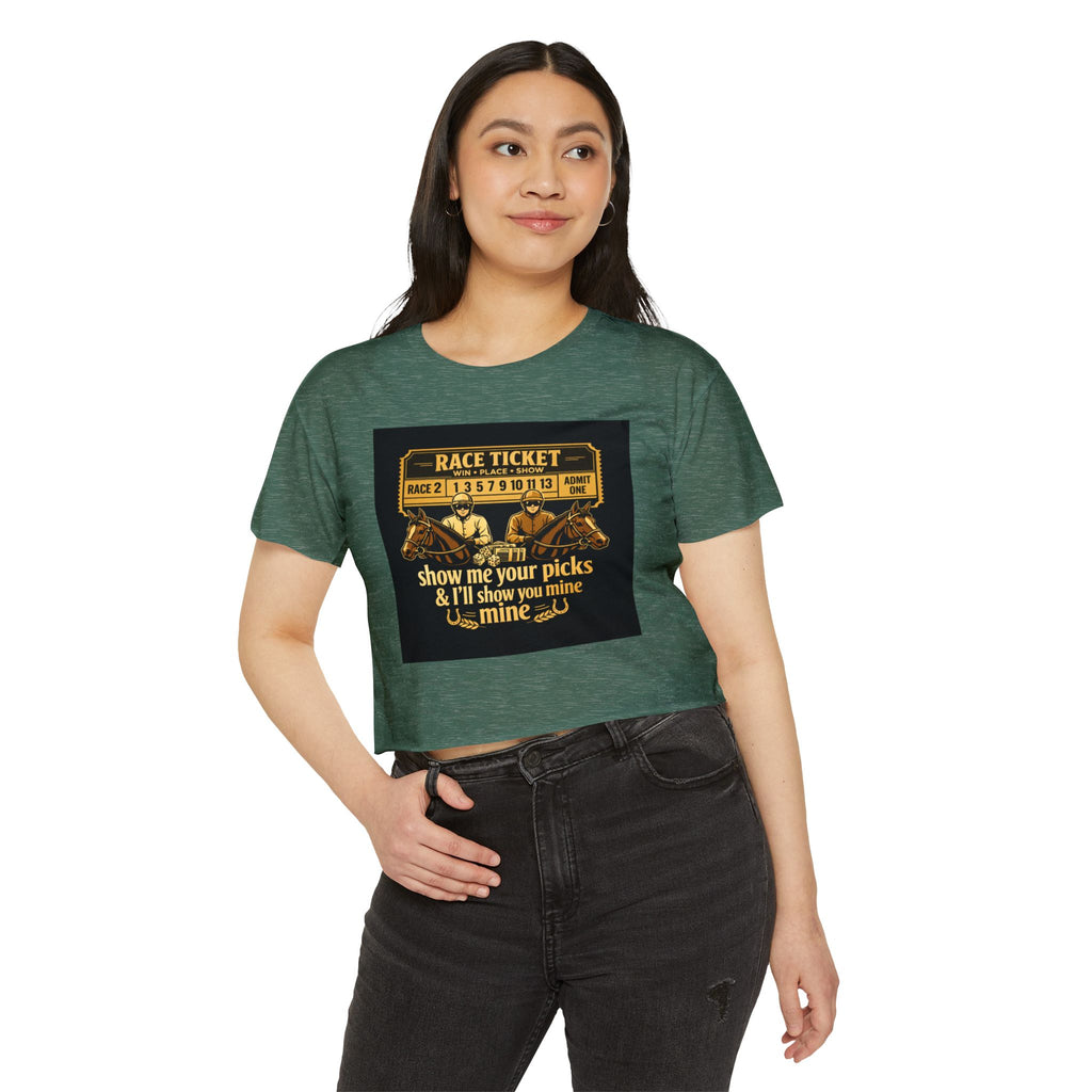 Race Ticket Crop Top — 'Show Me Your Picks & I'll Show You Mine' Horse Racing Tee