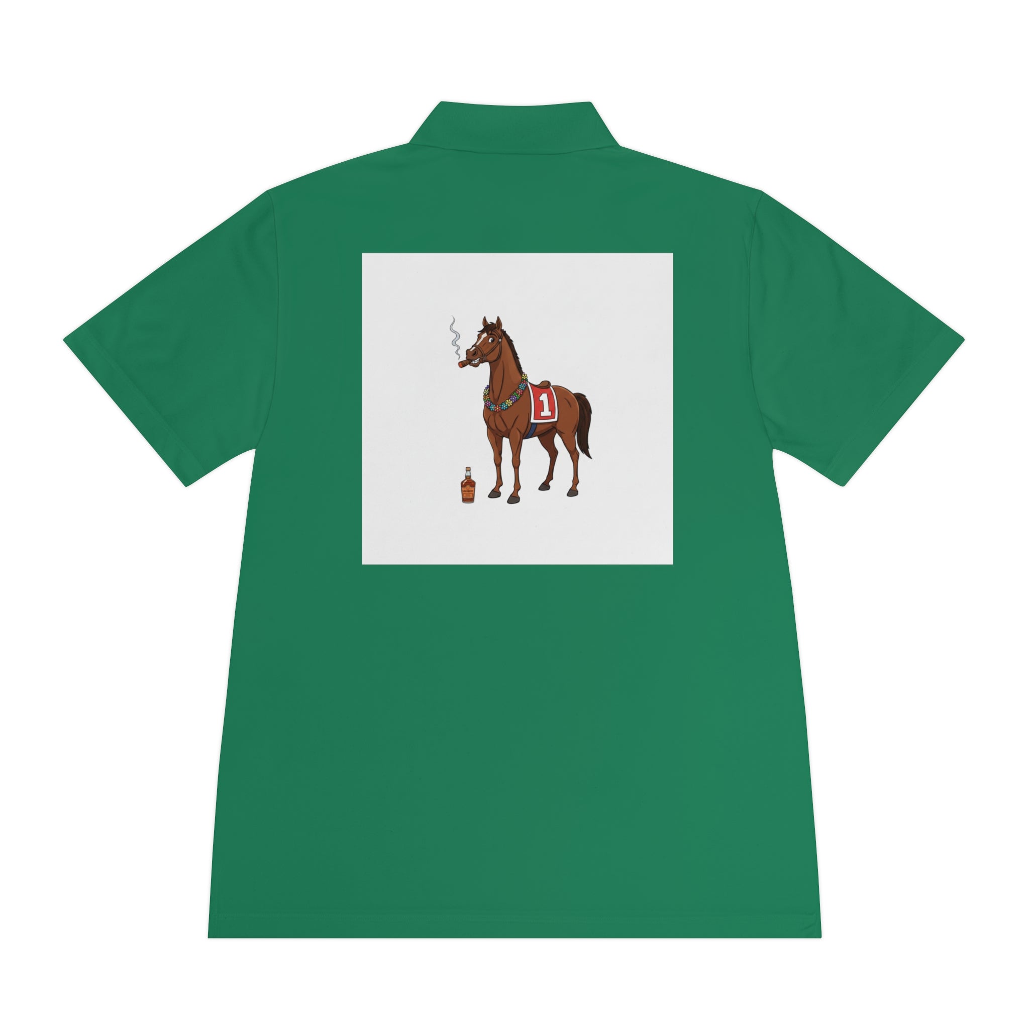Horse Racing Polo Shirt — Vintage Jockey Saddle & Racing Horse Design