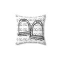 Equestrian Stirrup Pattern Throw Pillow — Black Line Art Saddle Decor