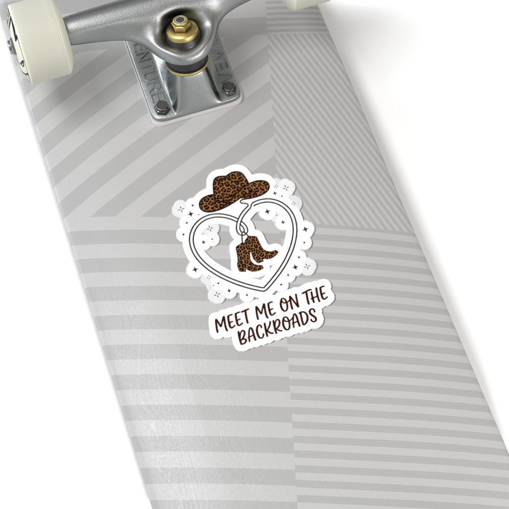 Meet Me on the Backroads Kiss-Cut Sticker | Country Aesthetic leopard cowgirl