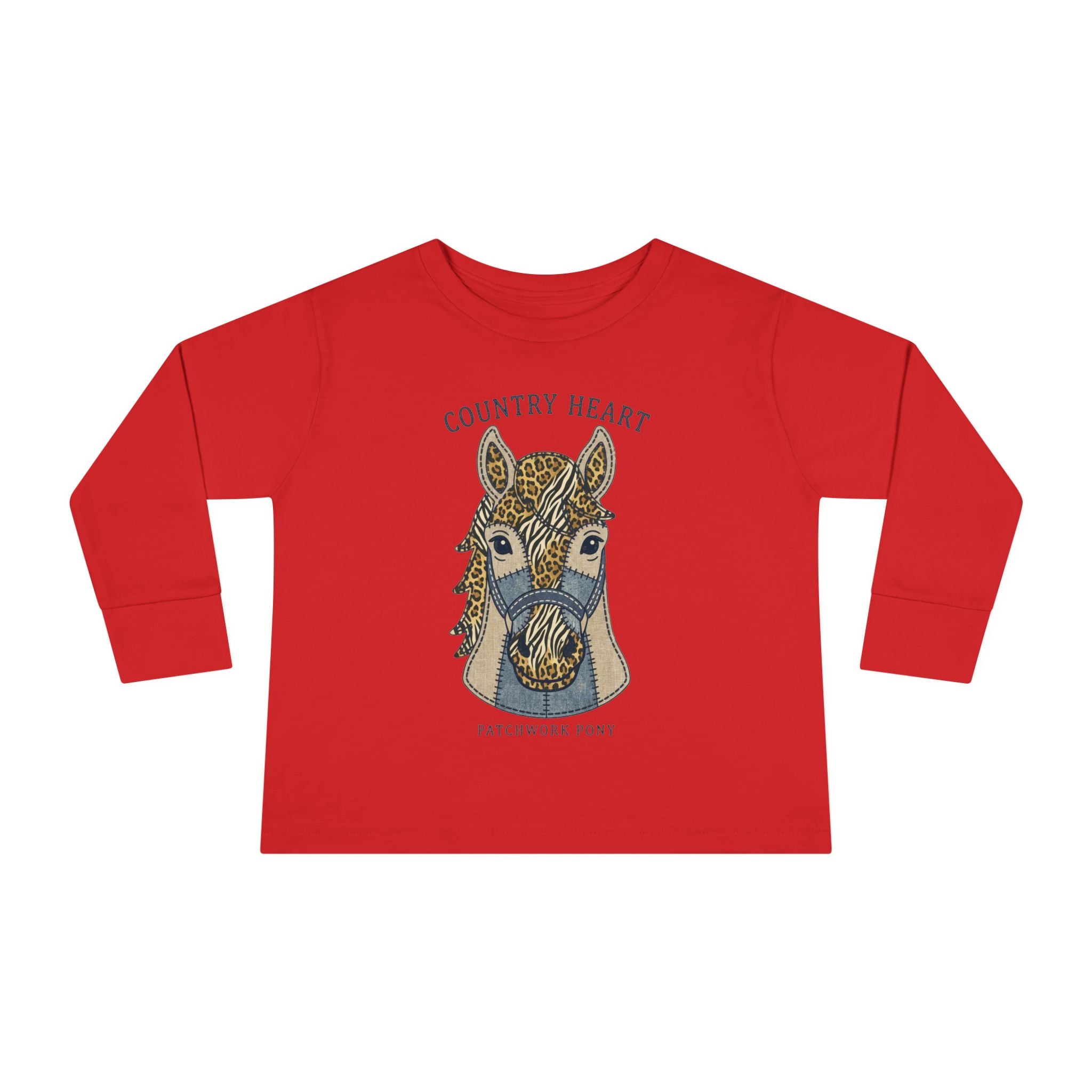 Toddler Long Sleeve Tee — 'Country Heart' Horse Graphic Shirt for Kids
