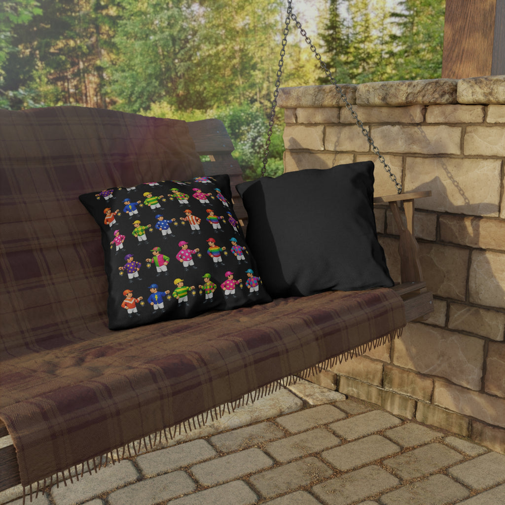 Colorful Comical Lawn Jockey Pattern Outdoor Pillow