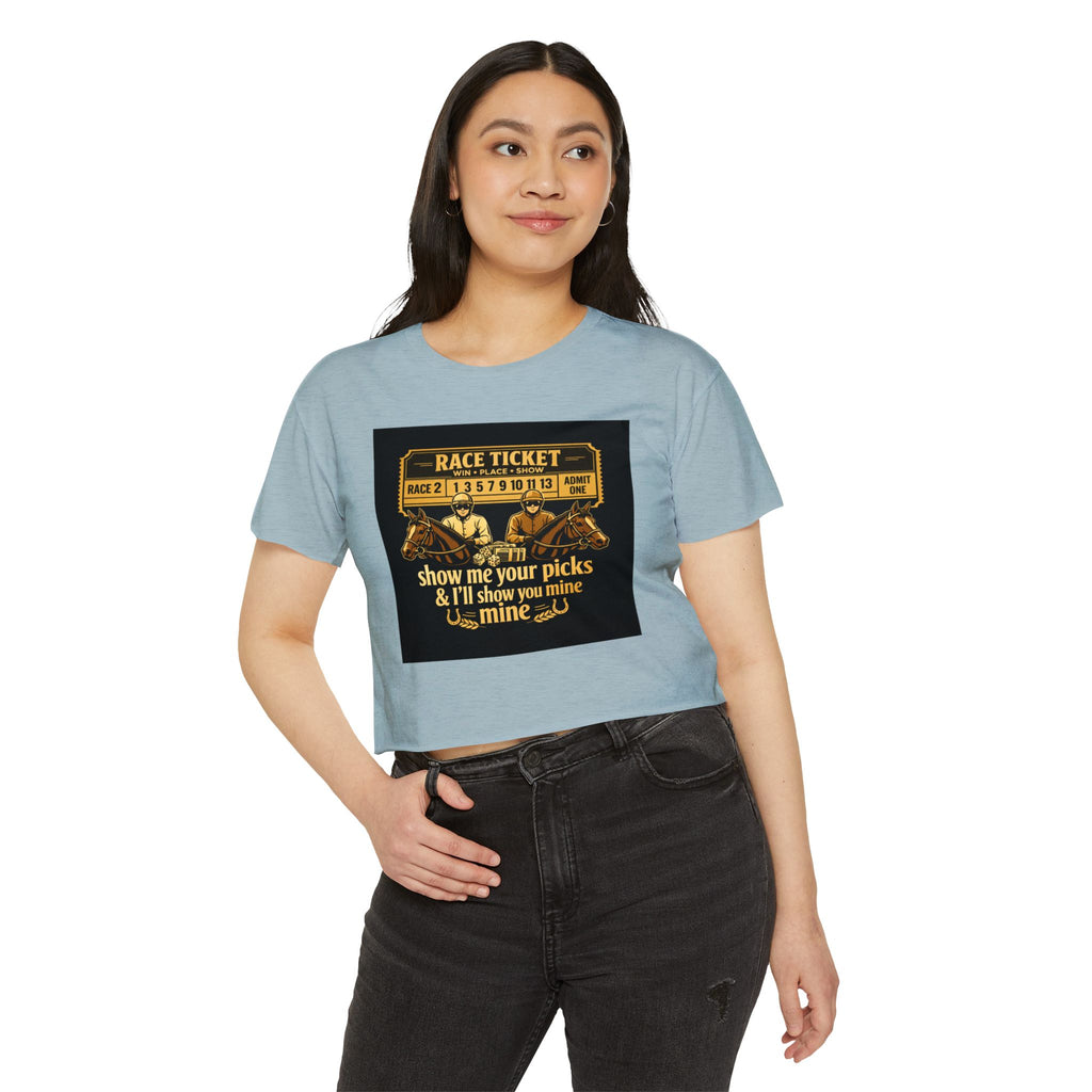Race Ticket Crop Top — 'Show Me Your Picks & I'll Show You Mine' Horse Racing Tee