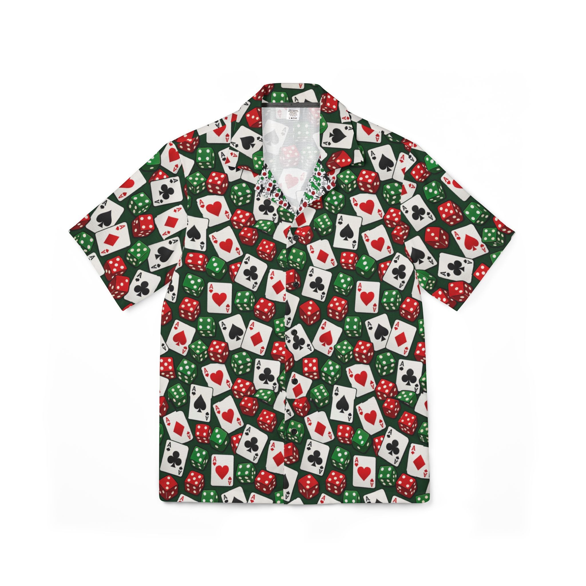 Casino Poker Chips and Cards Hawaiian Shirt with racehorse placket
