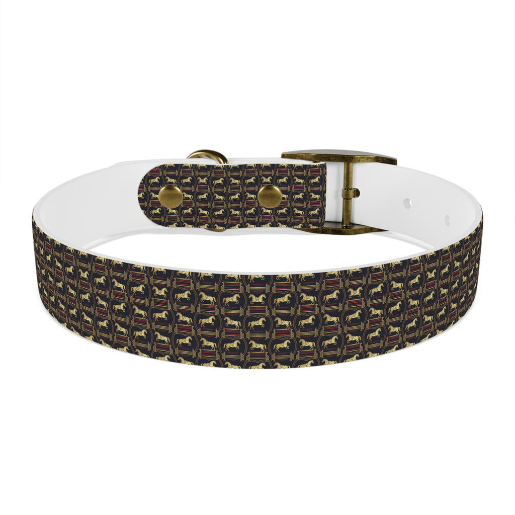 Navy Rich Red and Gold all over Horse Equestrian print dirt and waterproof collar