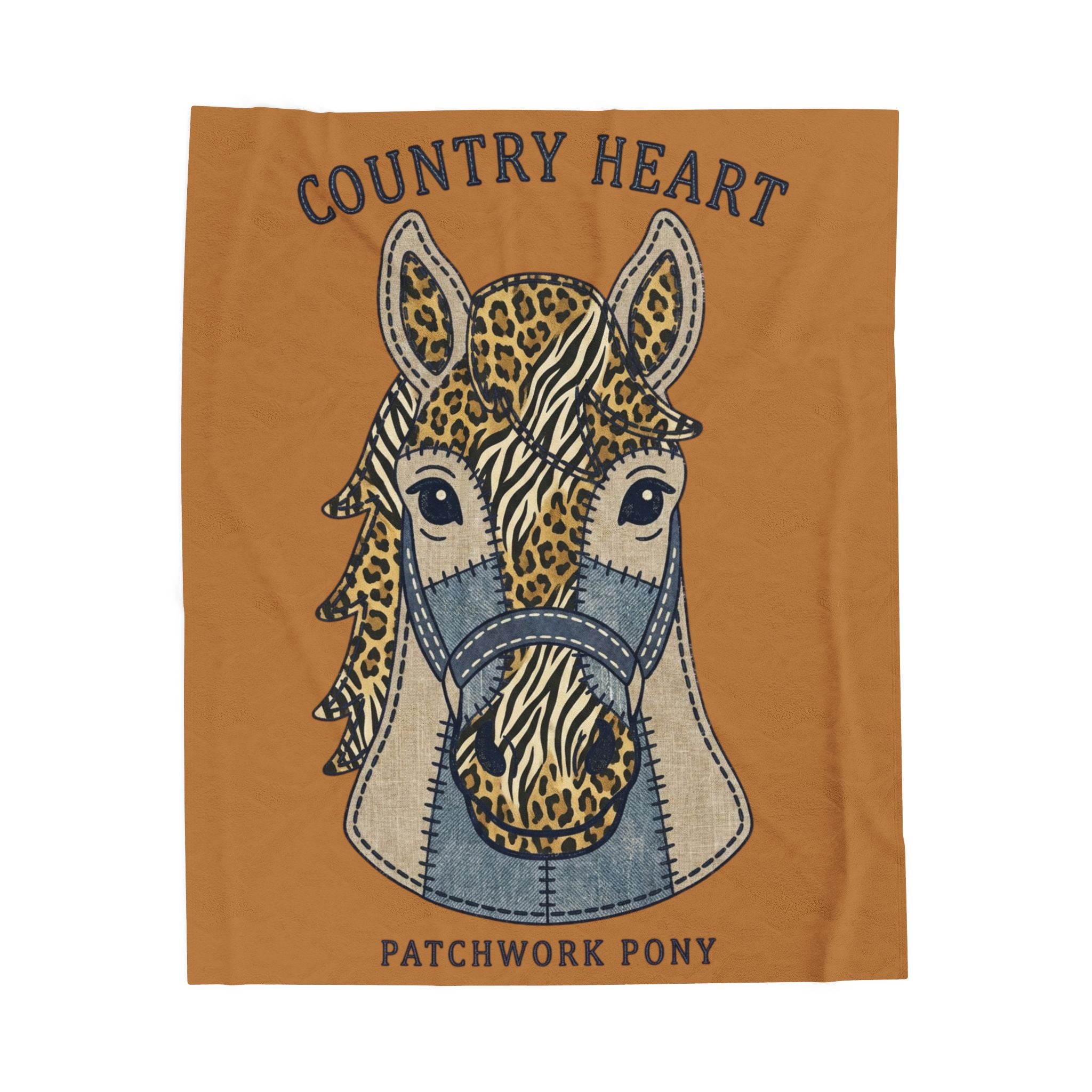 Country Heart Patchwork Pony Velveteen Plush Blanket