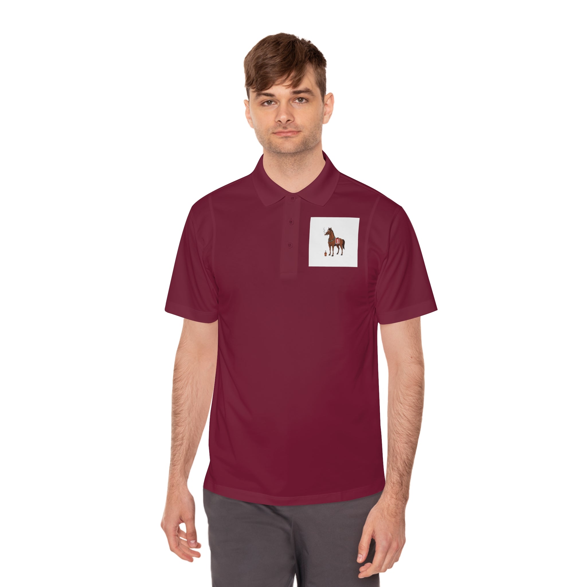 Horse Racing Polo Shirt — Vintage Jockey Saddle & Racing Horse Design