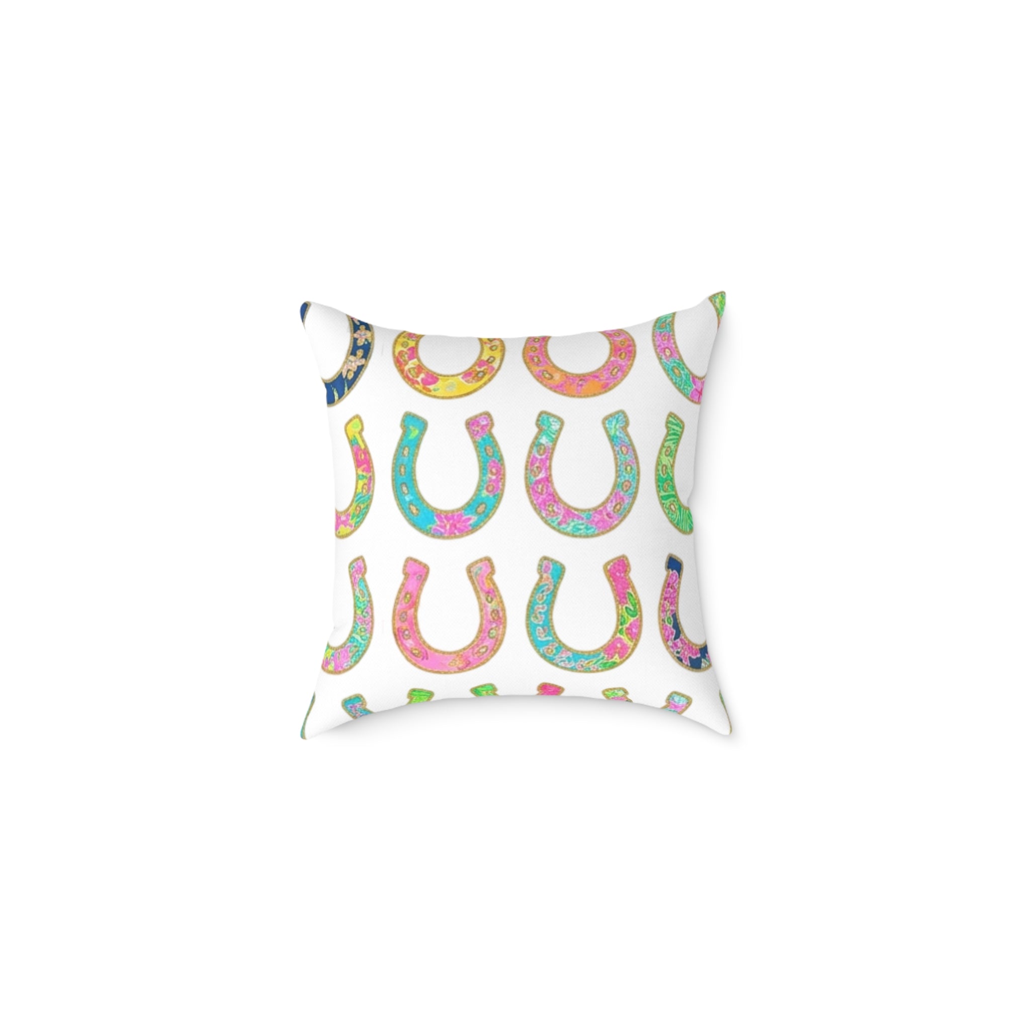 Colorful Lucky Horseshoe Throw Pillow — Boho St. Patrick’s Day Home Decor