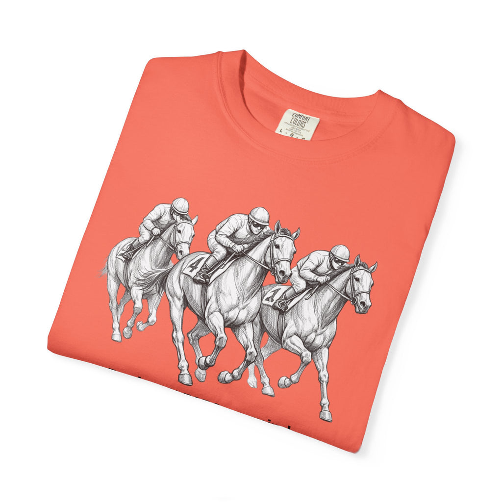 Horse Racing T-Shirt — "Racing CLEARS my mind faster than therapy" Graphic Tee