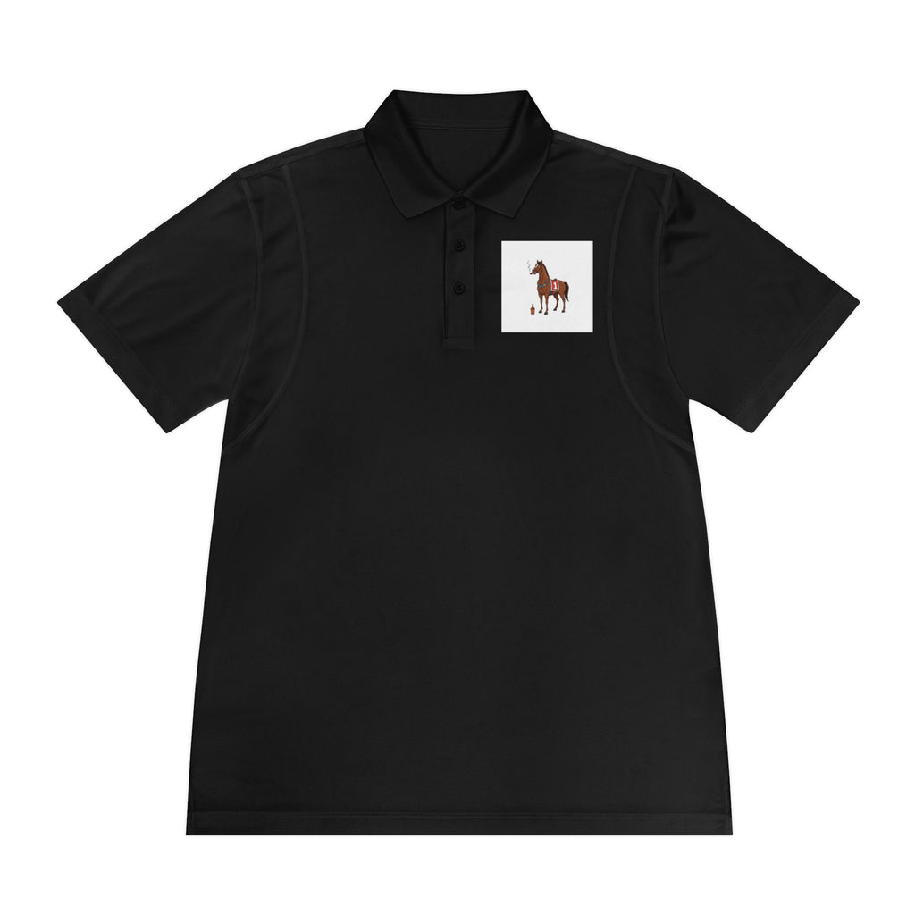 Horse Racing Polo Shirt — Vintage Jockey Saddle & Racing Horse Design