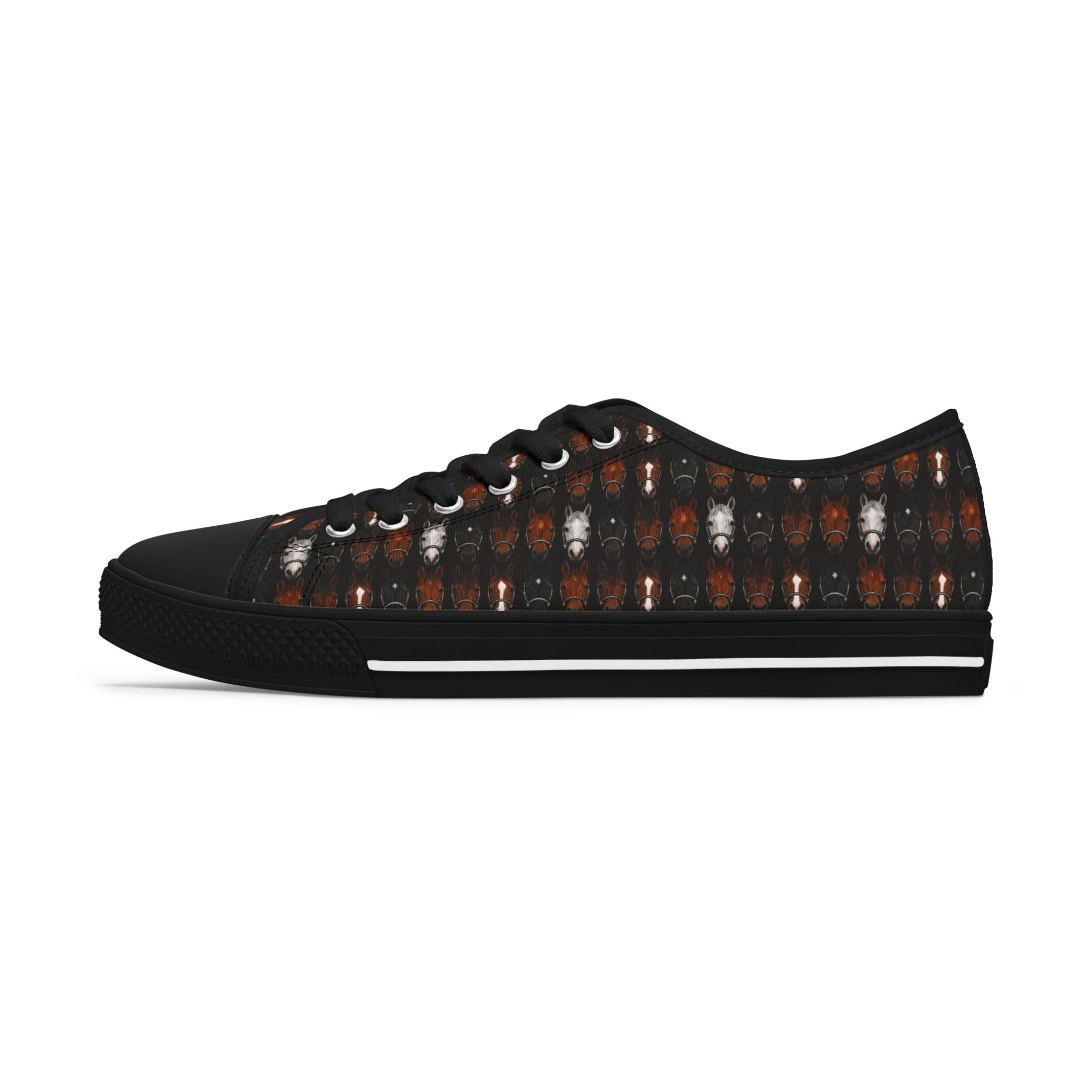 Womens Low Top Sneakers all over horse head print
