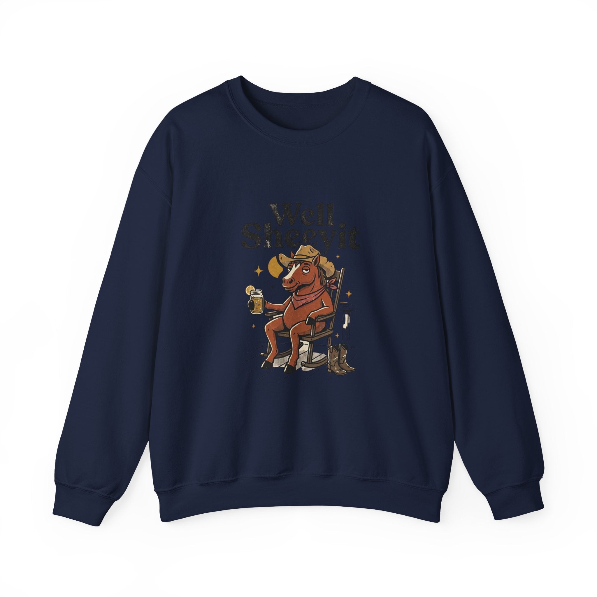 Well Sheeyit Horse Crewneck Sweatshirt | Vintage Southern, Rustic Western Humor