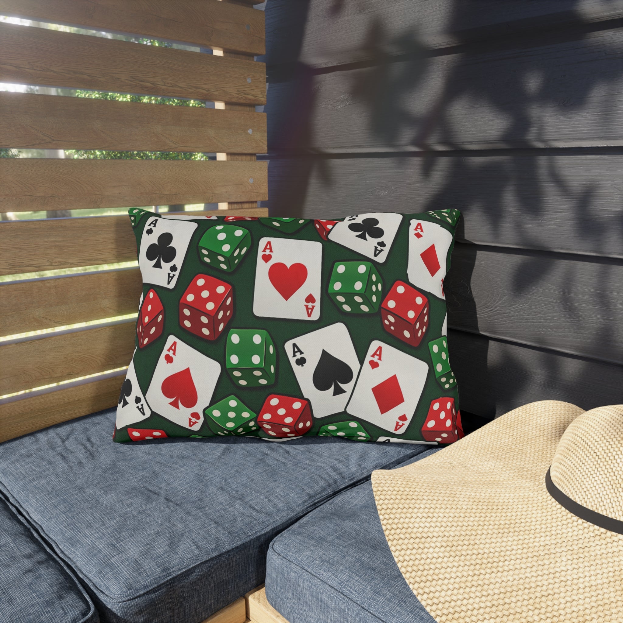 Casino Aces  Dice Outdoor Pillow — Poker Themed
