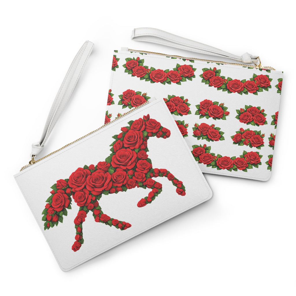 Rose Horse Clutch Bag — Floral Equestrian Wristlet for Valentine’s Day & Gifts