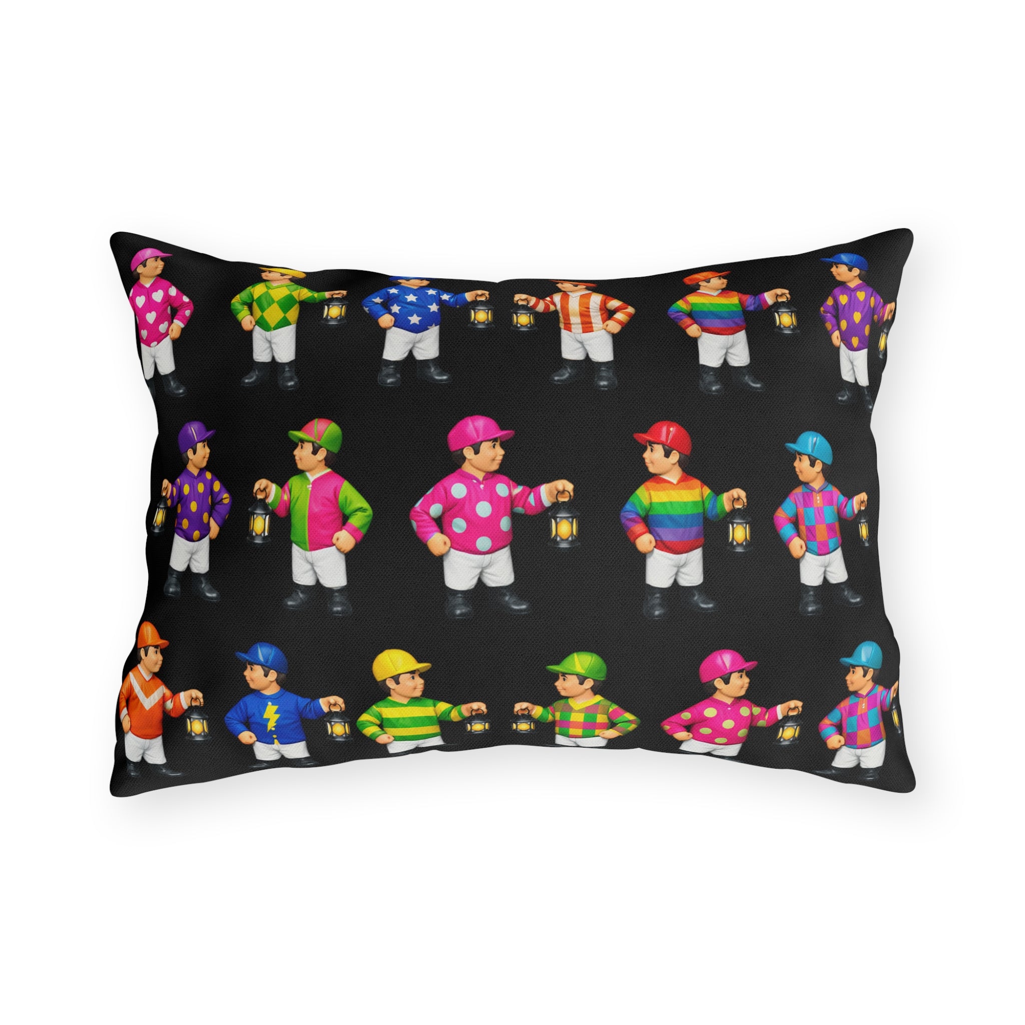 Colorful Comical Lawn Jockey Pattern Outdoor Pillow