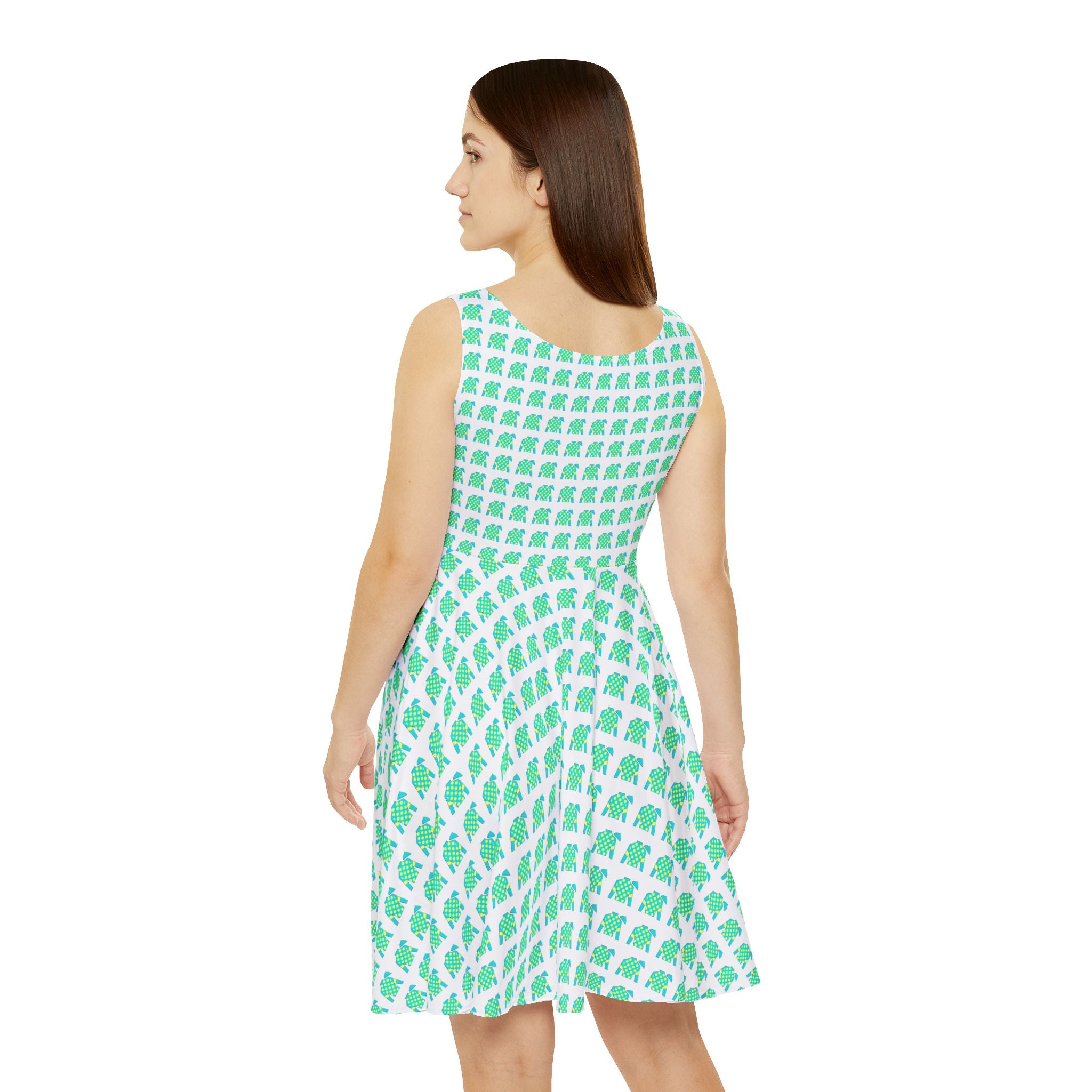 Mint Green jockey silks Print Skater Dress