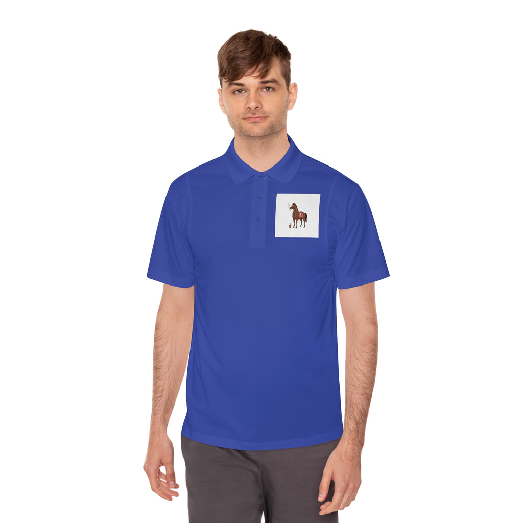 Horse Racing Polo Shirt — Vintage Jockey Saddle & Racing Horse Design