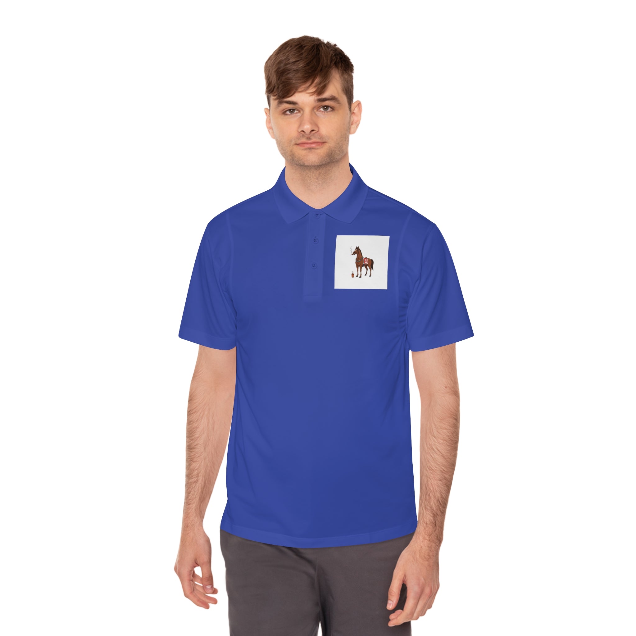 Horse Racing Polo Shirt — Vintage Jockey Saddle & Racing Horse Design