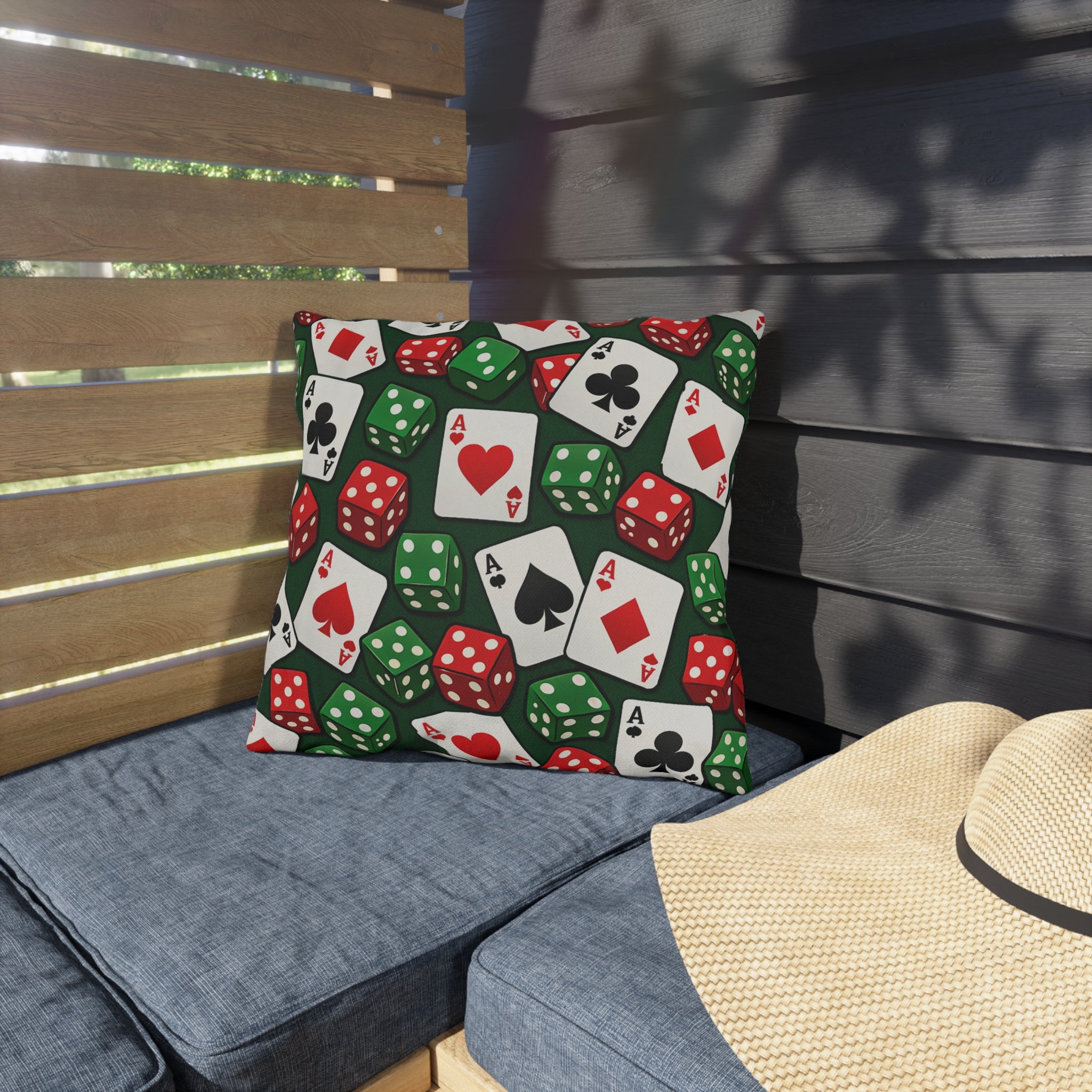 Casino Aces  Dice Outdoor Pillow — Poker Themed