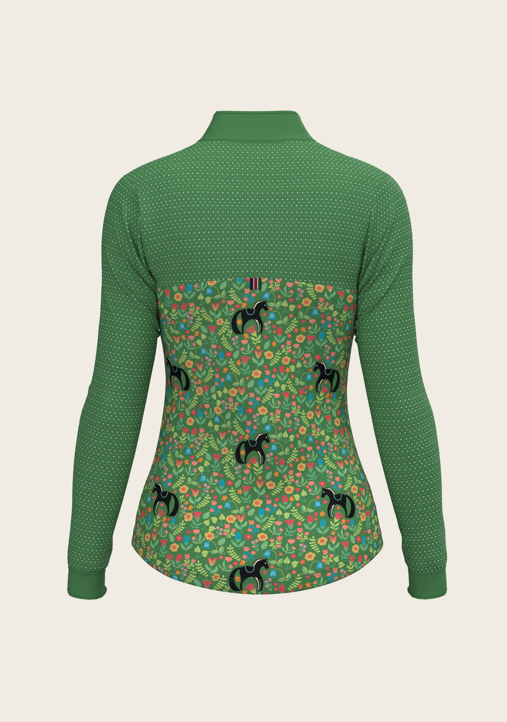 Cavallo Flower on Green Sport Mesh Quarter Zip Sun Shirt