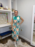 Queen of Sparkles Teal Checkered Horse Shoe Knit Maxi Dress