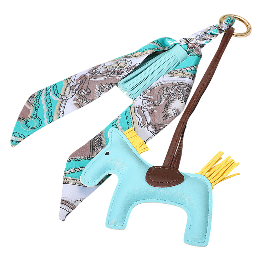 Faux Leather Horse Tassel Scarf Bag Charm