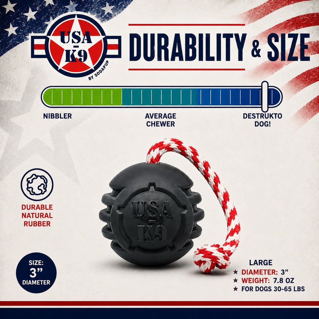 USA-K9 Magnum Stars And Stripes Rubber Dog Toy For Heavy Chewers