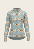 Roped Horses on Sky Blue Ladies Button Shirt