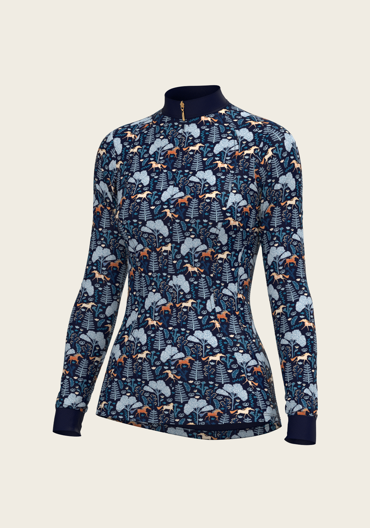  Forest on Navy Quarter Zip Sun Shirt