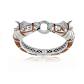 Equestrian Hinged Horse Head Bangle — Rhodium & Brown Enamel