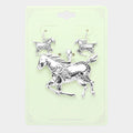 Antique Metal Running Horse Pendant Set