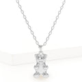 White Gold Dipped Metal Bear Pendant Necklace
