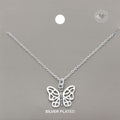 Silver Plated Metal Butterfly Pendant Necklace